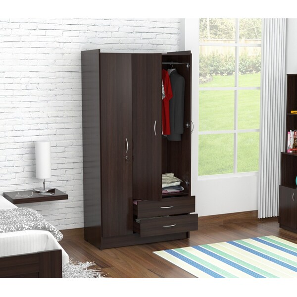 Armoire/Wardrobe 36.6 in W x 17.5 in D x 71.2 in H in Espresso